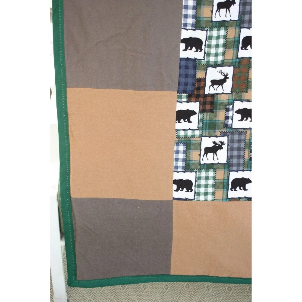 Woodland Animals Reversible Lightweight Quilt and Pillowcase Set 84 x 58 NEW